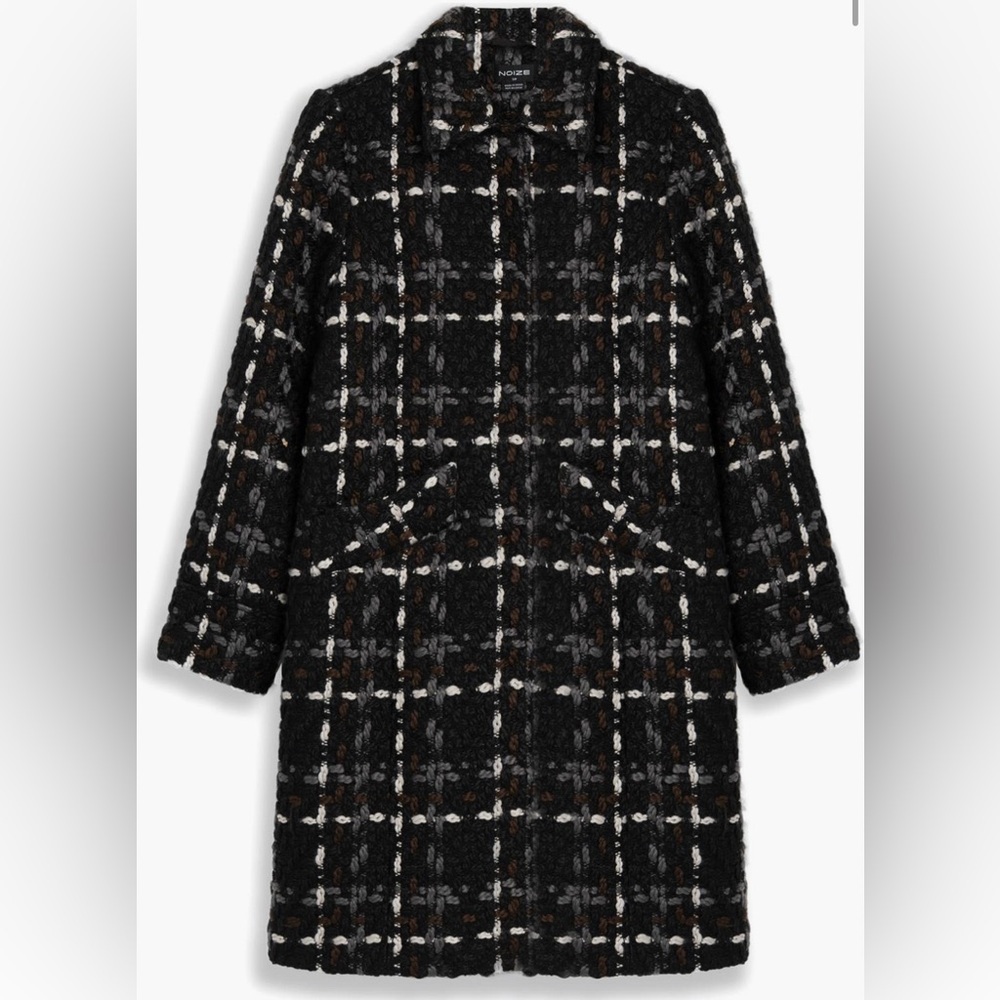 Chic Black Plaid Teddy Jacket
